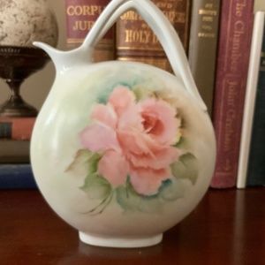 Vintage Hand Painted China Vase with Rose Motif